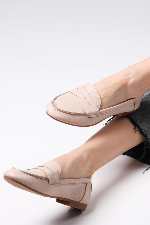 Genuine Leather Skin Color Loafer